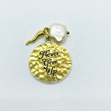 Load image into Gallery viewer, Never Give Up Charm - Sterling Silver & Pearl
