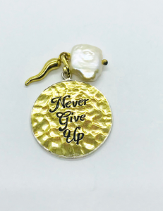 Never Give Up Charm (Charm on its own with pearl and trinket)