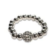 Load image into Gallery viewer, Silver diamanté elasticised ring

