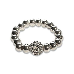 Silver diamanté elasticised ring