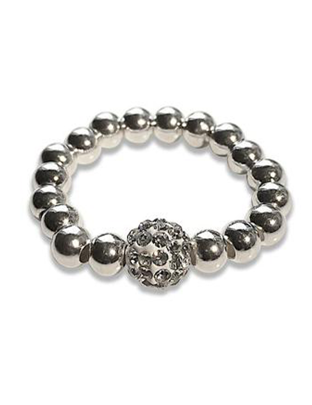 Silver diamanté elasticised ring